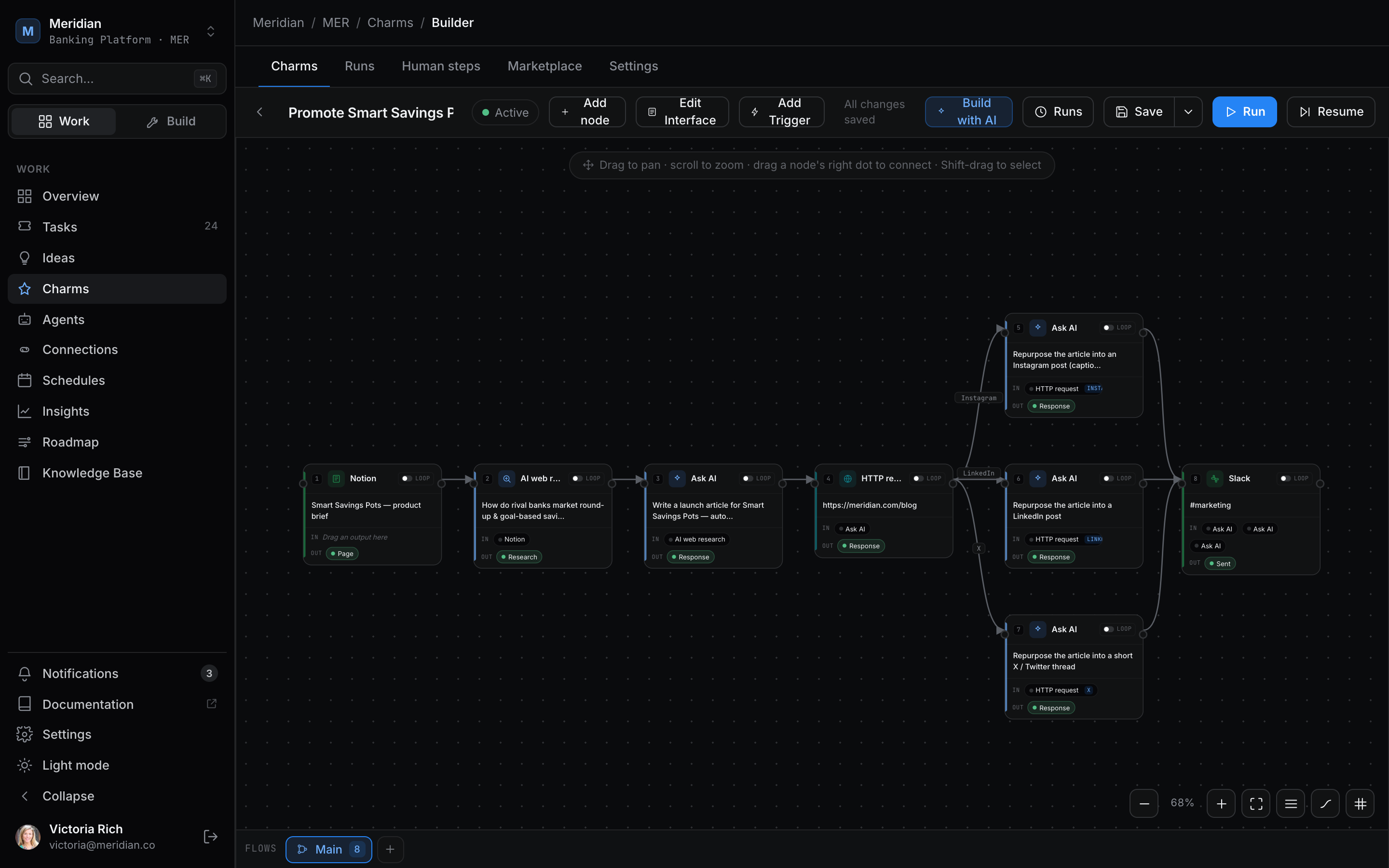 Charms node-graph builder